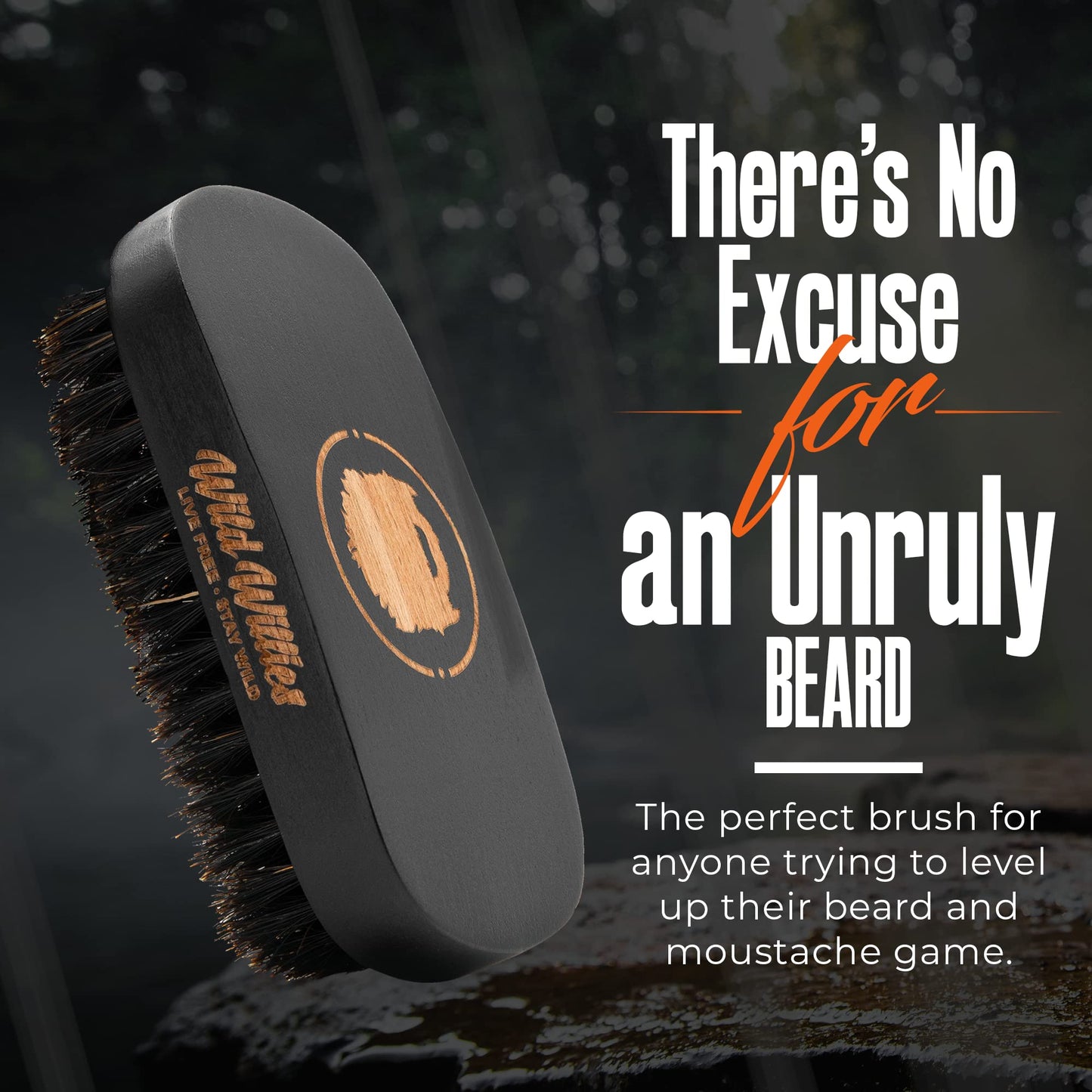 Wild Willies Natural Boar Bristle Brush for Hair & Beard - Multipurpose Boar Bristle Hair Brush for Grooming Slick Back Hair, Beard, and Mustache