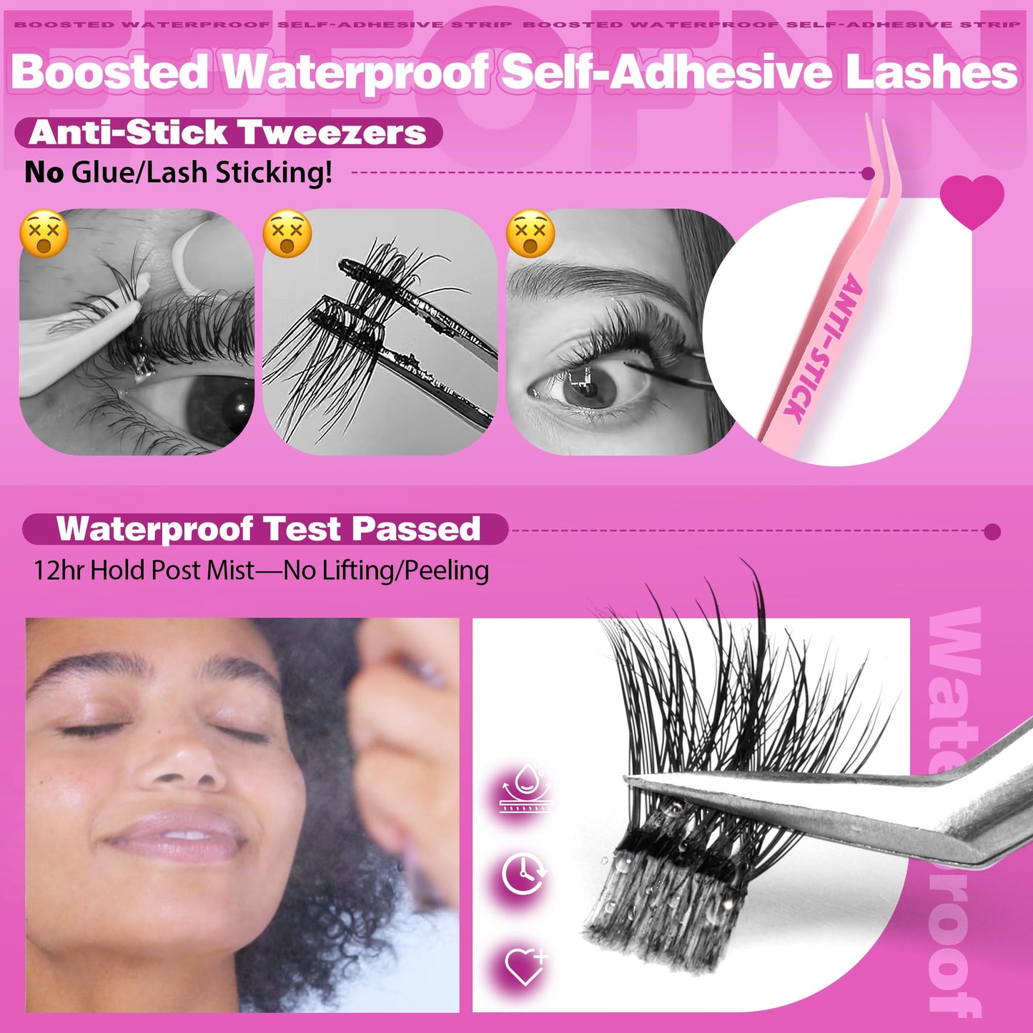 Self Adhesive Eyelashes Fluffy Self Adhesive Lash Clusters No Glue Eyelash Clusters Wispy Glueless Cluster Eyelash Extensions 10-16mm Individual Beauty and Personal Care Eefofnn