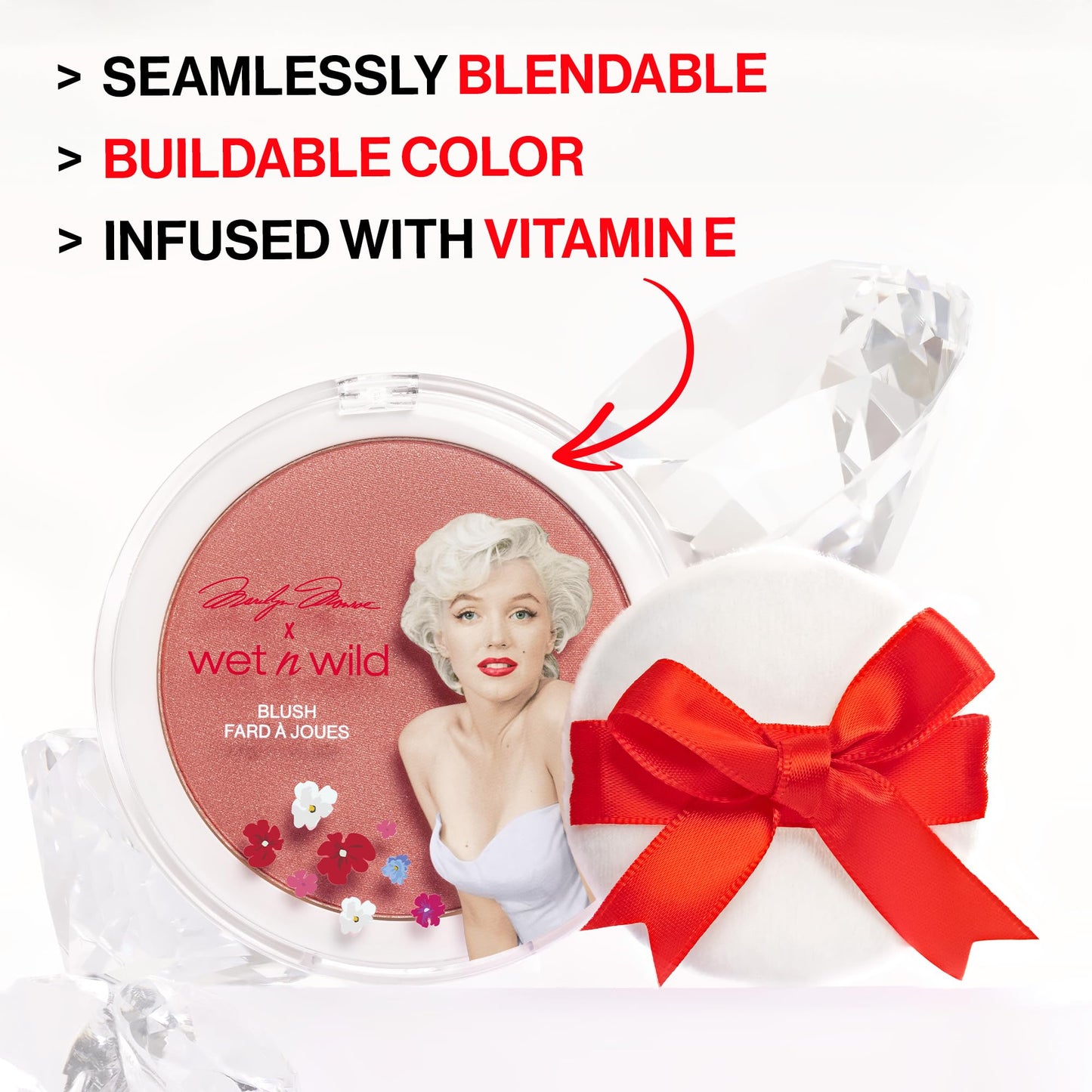 wet n wild Marilyn Monroe Collection Icon Blush - Velvety Pearlescent Powder Blush, Buildable & Blendable Formula Infused with Vitamin E, Includes