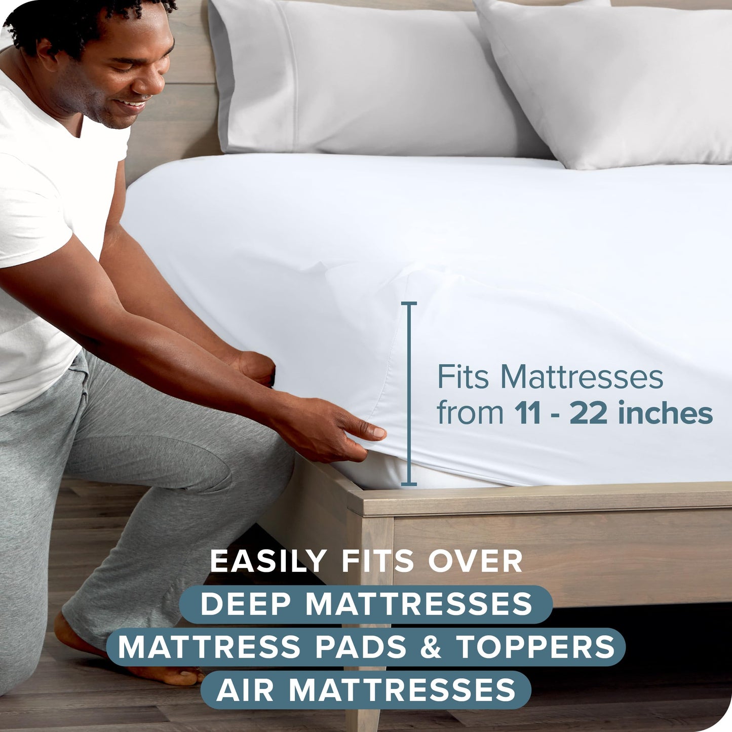 Bare Home King Fitted Sheet - Extra Deep Pocket Fitted Sheet - Premium 1800 Microfiber - Ultra-Soft Wrinkle Free - King Deep Pocket Bottom Sheets