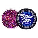 Art Factory Diva Pink Chunky Body Glitter Gel - Holographic & Matte Cosmetic Glitter for Face, Hair & Body - Festival Rave Makeup, Long Wear Hair