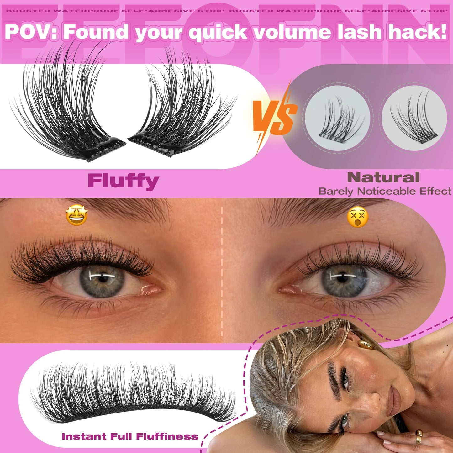 Self Adhesive Eyelashes Fluffy Self Adhesive Lash Clusters No Glue Eyelash Clusters Wispy Glueless Cluster Eyelash Extensions 10-16mm Individual Beauty and Personal Care Eefofnn