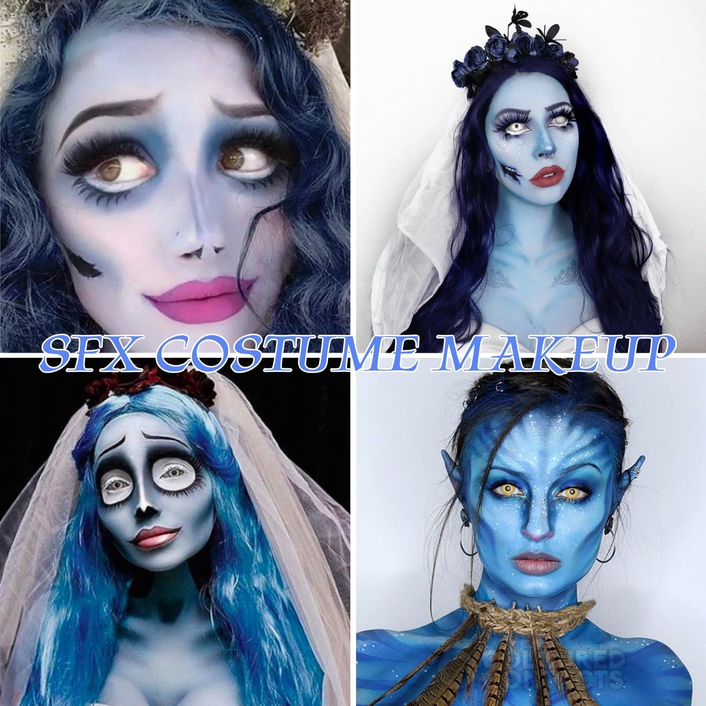 Halloween Sally Makeup Kit, Corpse Bride Corpse Bride Face Painting Kit, Sally Face Costume Women Cosplay, for Halloween Dress Up, Party