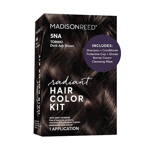 Madison Reed Radiant Hair Color Kit - 5NA Dark Ash Brown with Cool Smoky Undertones (Torino Brown), Permanent Hair Dye, Superior Gray Coverage