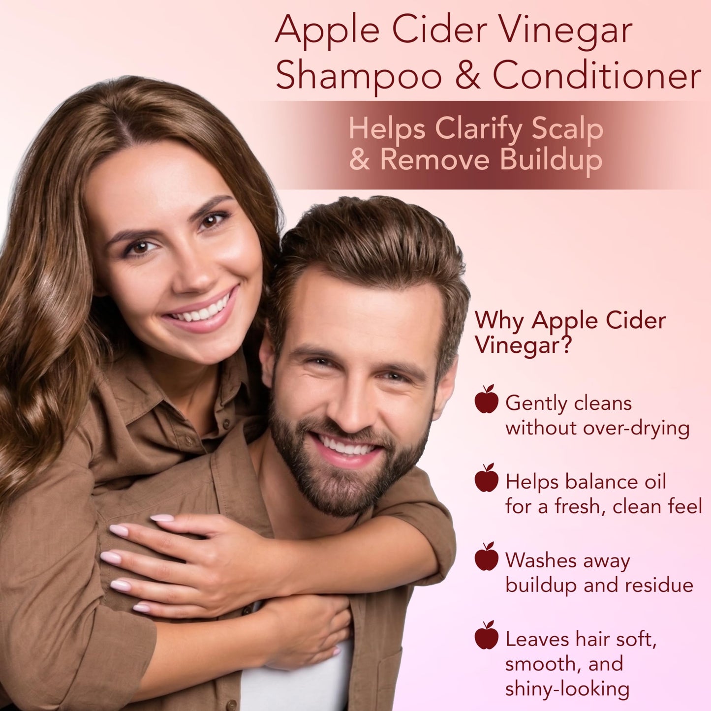 PURA D'OR Apple Cider Vinegar Thin2Thick Set Shampoo Conditioner for Regrowth, Hair Loss, Clarifying, Detox (2 x 16oz) Biotin, Keratin, Caffeine