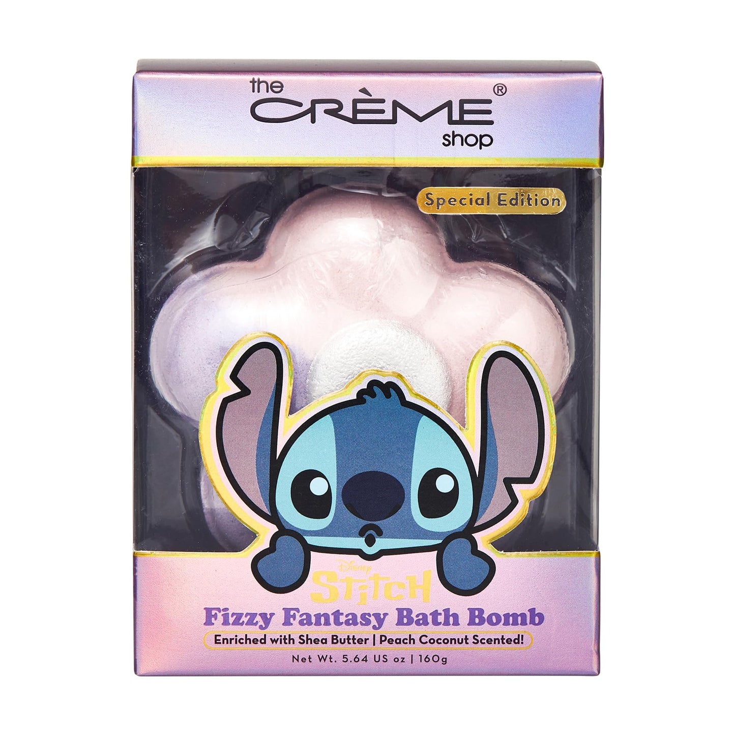 The Crème Shop Stitich Fizzy Fantasy Bath Bomb, Aromatherapy Bath Bombs with Shea Butter, Essential Bath Products - Special Edition (Peach Coconut)