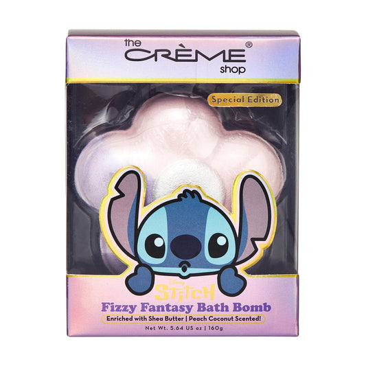 The Crème Shop Stitich Fizzy Fantasy Bath Bomb, Aromatherapy Bath Bombs with Shea Butter, Essential Bath Products - Special Edition (Peach Coconut)