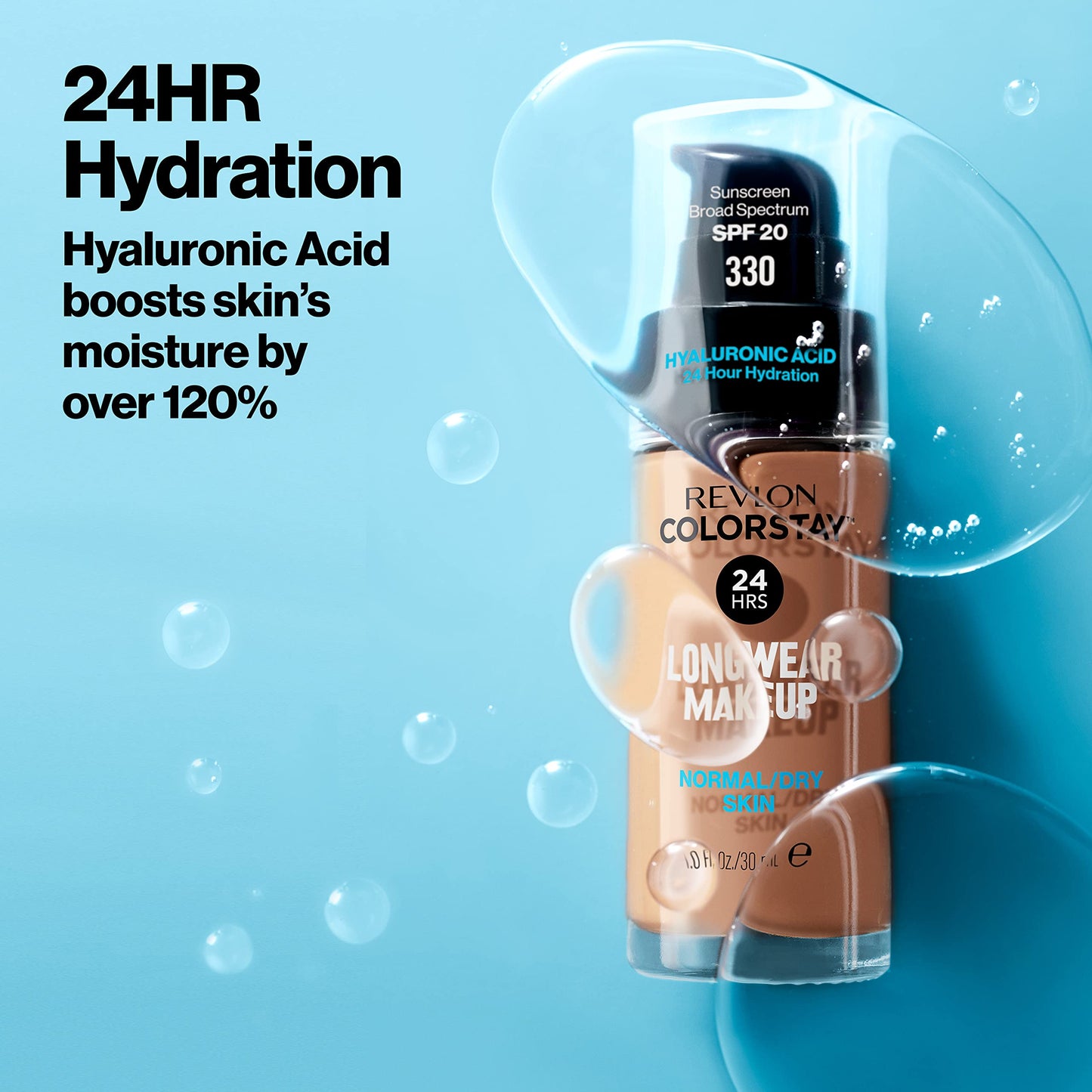 Revlon Liquid Foundation, ColorStay Face Makeup for Normal & Dry Skin, SPF 20, Longwear Medium-Full Coverage with Natural Finish, Oil Free, 130