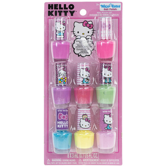 Townley Girl Hello Kitty 8 Pack Nail Polish,Water-Based, Non-Toxic, Peel-Off Set Girls Kids Ages 3+, Perfect for Parties, Sleepovers & Makeovers Beauty & Personal Care Townley Girl