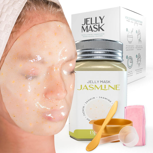 BRÜUN Peel-Off Jazmine Jelly Mask for Face Care - A 23 fl oz Rubber Mask Jar for 30 to 35 Treatments - A Skin Care Moisturizing Gel Mask of Spa Set