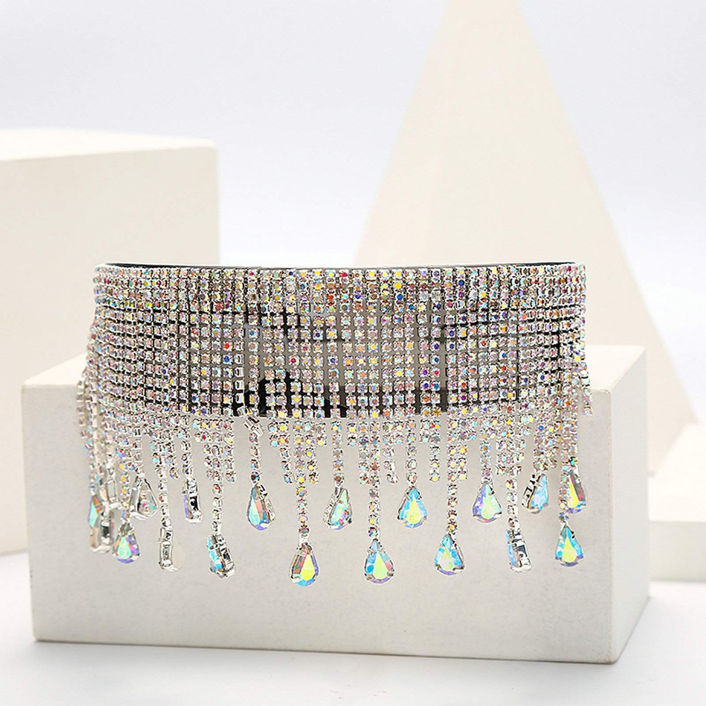 COTIA Oversized Goggles Sunglasses Women Luxury Fsahion Tassel Crystal Diamond Sun Glasses Mask Steampunk Eye Protection Glasses (black)