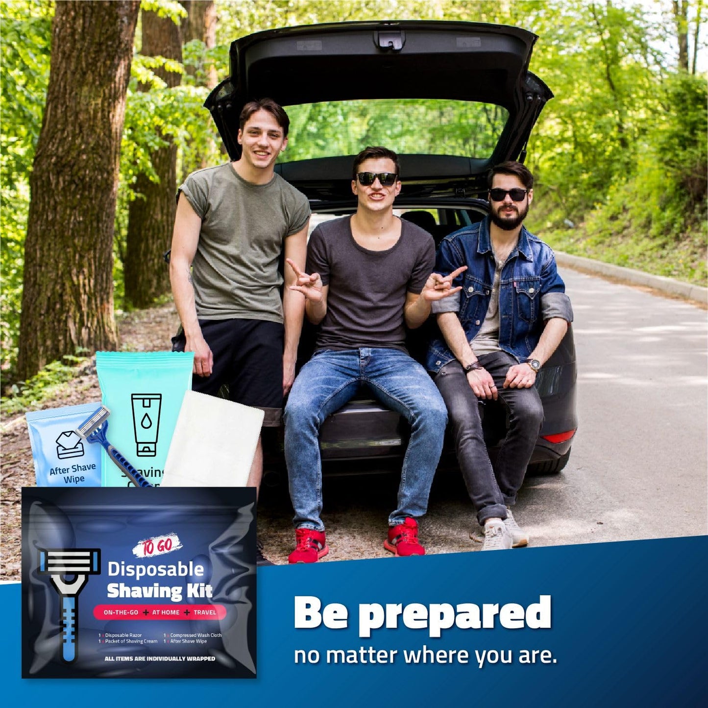 On-the-Go Shaving Kit - Disposable Razor, Shaving Cream, Washcloth & Aftershave Wipe - Travel Friendly, Grooming Essentials for Hygiene when on the Go Beauty and Personal Care pH Advantage