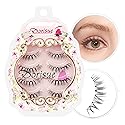 Dorisue Natural Round Eyes False Eyelashes - Ultra-Thin Invisible Band Dolly Eye Lashes for Natural Volume Look, 5-10mm Center Length, 4 Pairs (E6)