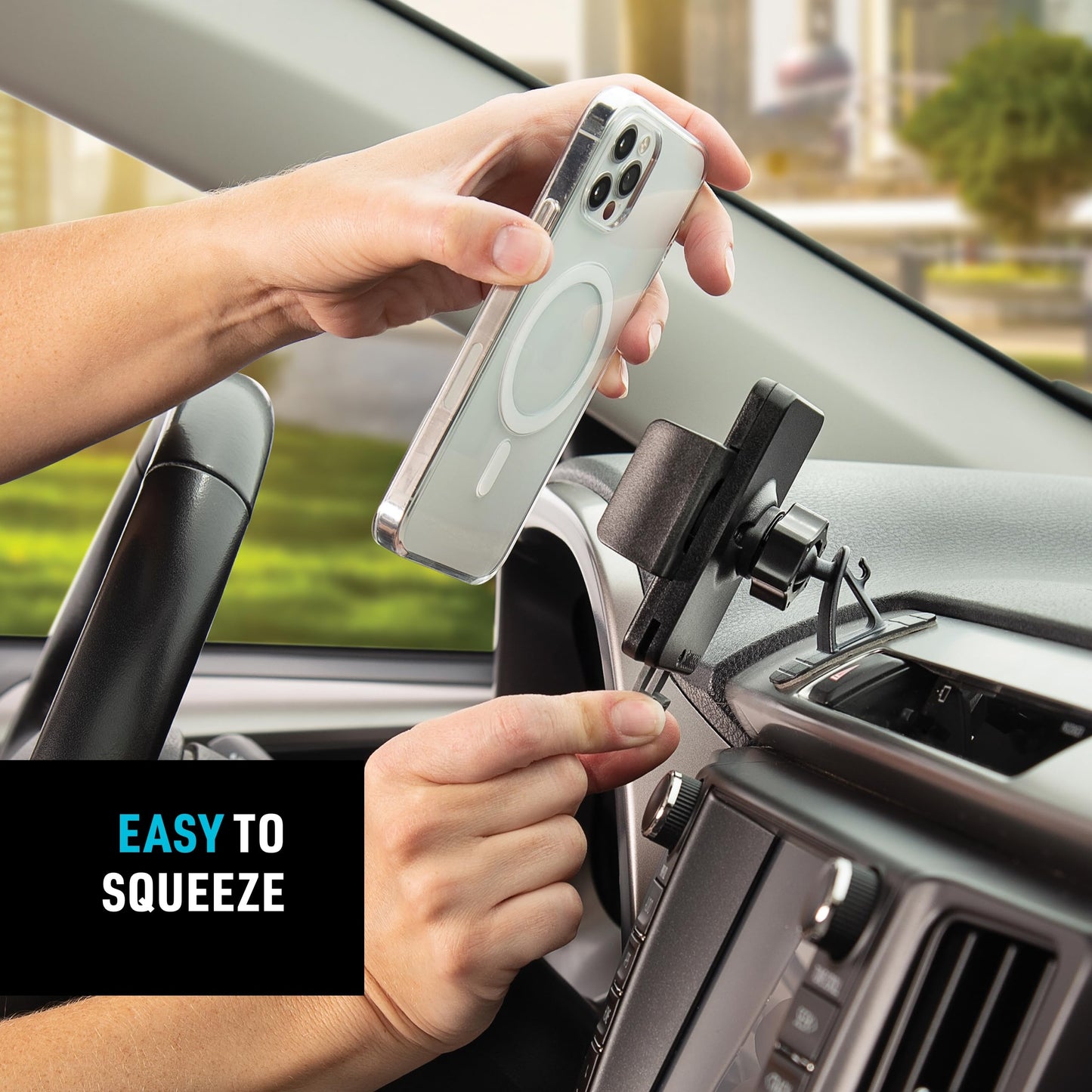 Nite IZE Squeeze Universal Dash Mount - Phone Holder & Mount for Car Dashboard - Cell Phone Accessories with Universal Design - Black