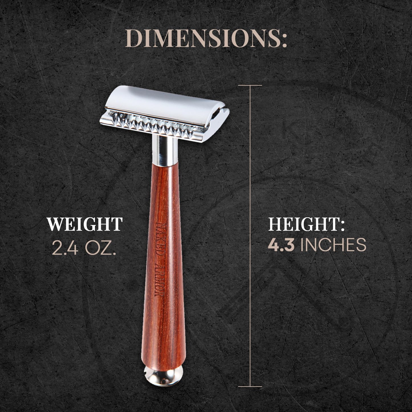 Naked Armor Safety Razor Set for Men - Mahogany Wood Double Edge Razor with Brush, Stand, Bowl, and Organic Soap, Complete Wet Shaving Gift Set Beauty and Personal Care Naked Armor
