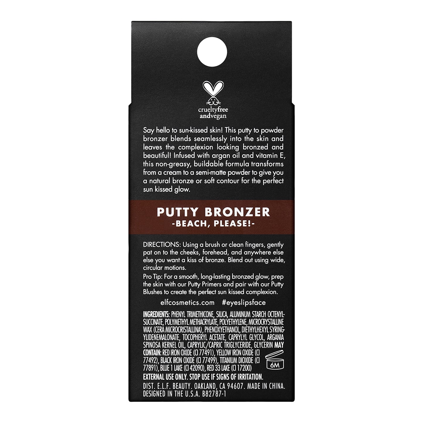 e.l.f. Putty Bronzer, Creamy & Highly Pigmented Formula, Creates a Long-Lasting Bronzed Glow, Infused with Argan Oil & Vitamin E, Beach, Please!, 0.35