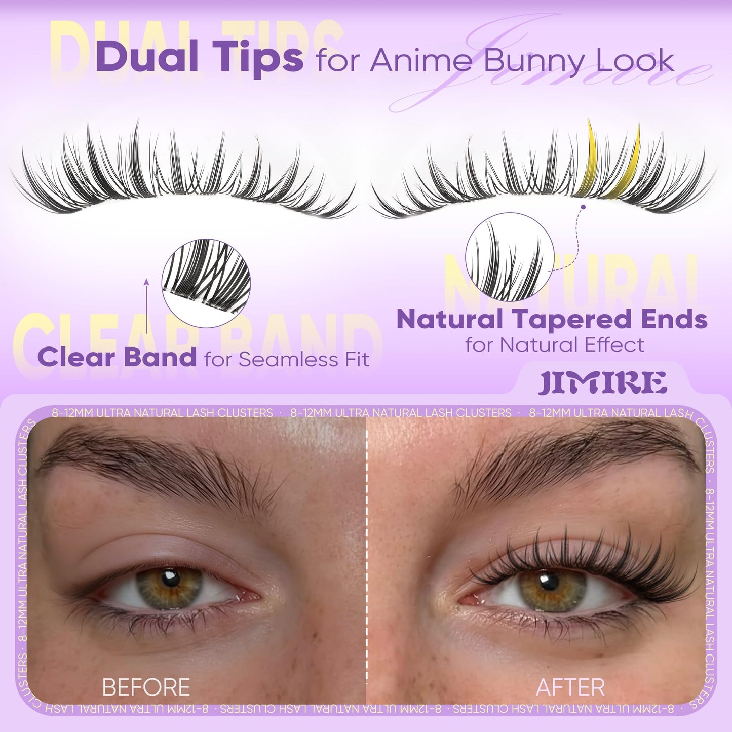 Wispy Lash Clusters Natural Look Bunny Lashes Clusters 8-10-12-14MM Manga Cluster Eyelash Extensions Short Eyelash Clusters Soft Pestañas Postizas Beauty and Personal Care JIMIRE