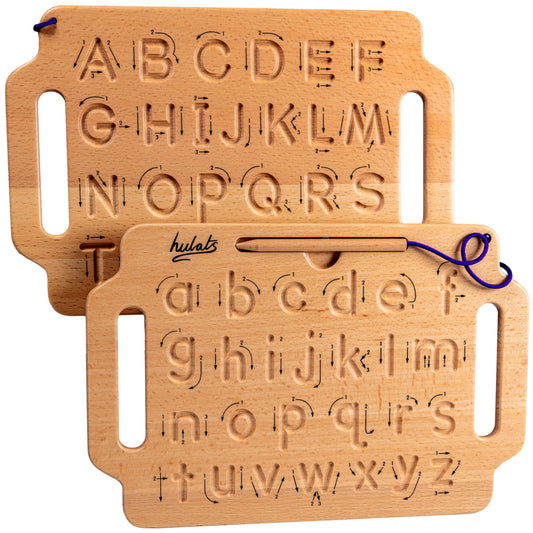 Hulats Wooden Alphabet Tracing Board – Montessori Sensory Writing Pad for Kids Ages 3–5, Portable Learning Toy for Letter Writing Practice