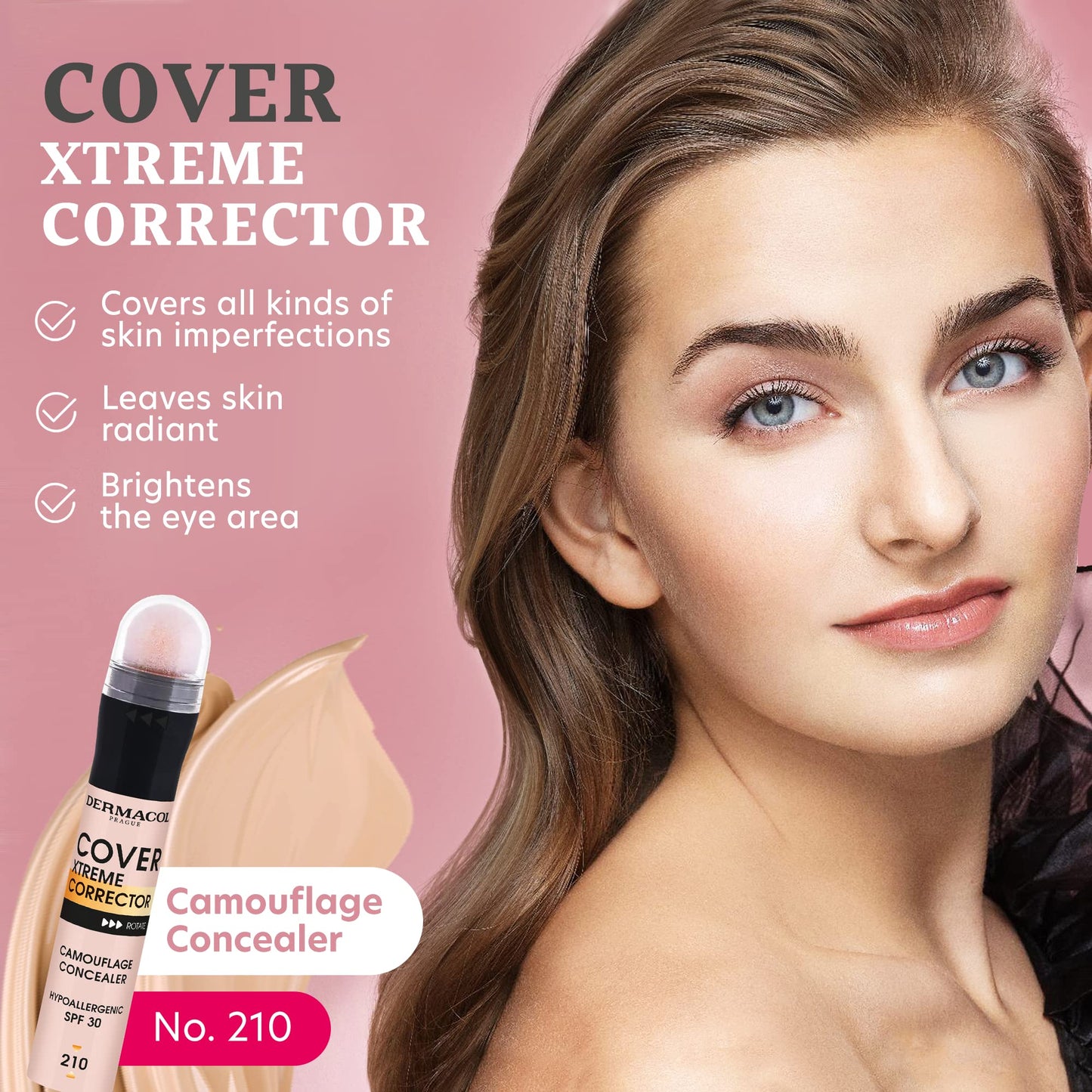Dermacol - Cover Xtreme Corrector Contour Stick, Long Lasting Non-Allergenic Liquid Contour with SPF30, High Coverage Light Formula Corrector