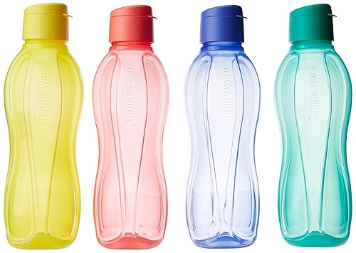 Tupperware Fliptop 1 Liter Bottle, Set Of 4, Multicolor