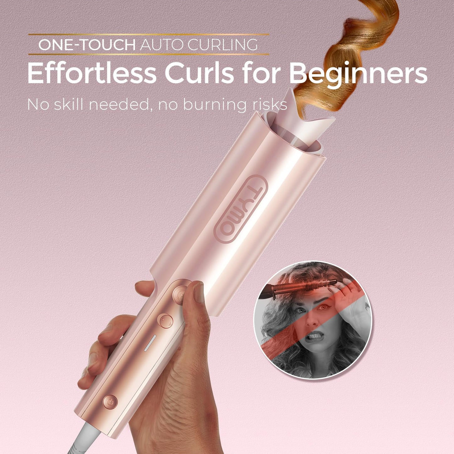 TYMO CurlPro Plus Automatic Rotating Curling Iron - Upgraded Long Barrel Curling Wand for Long Hair, Ceramic Hair Curler for Women, Anti-Scald, 600M Beauty and Personal Care TYMO