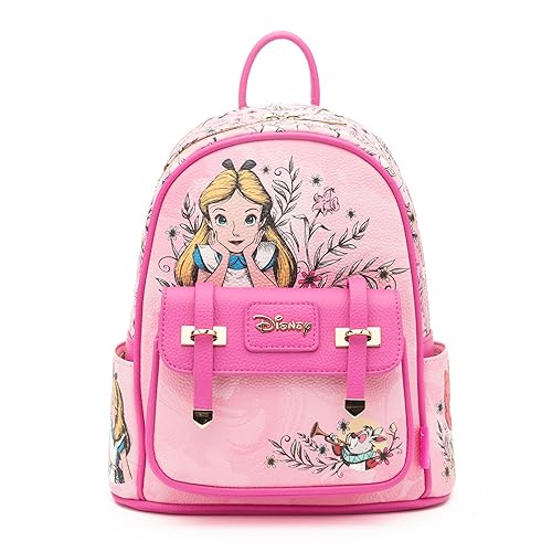 Wondapop - Alice in Wonderland 11"" Vegan Leather Fashion Mini Backpack, Pink