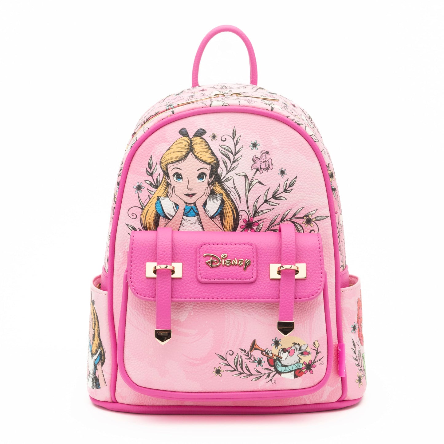 Wondapop - Alice in Wonderland 11"" Vegan Leather Fashion Mini Backpack, Pink