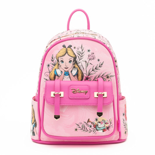 Wondapop - Alice in Wonderland 11"" Vegan Leather Fashion Mini Backpack, Pink