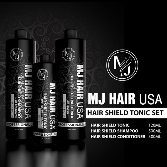 MJ HAIR USA Hair Regrowth Treatment Set (Shampoo, Conditioner, Tonic) - Unisex-Adults - Black - Unscented - Women - Female