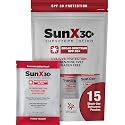 CoreTex Sun X 30+ SPF Broad Spectrum Sunscreen Packets with Resealable Travel Bag - Pack of 15 Paraben, Oxybenzone, Octinoxate, & Oil Free Sunscreen