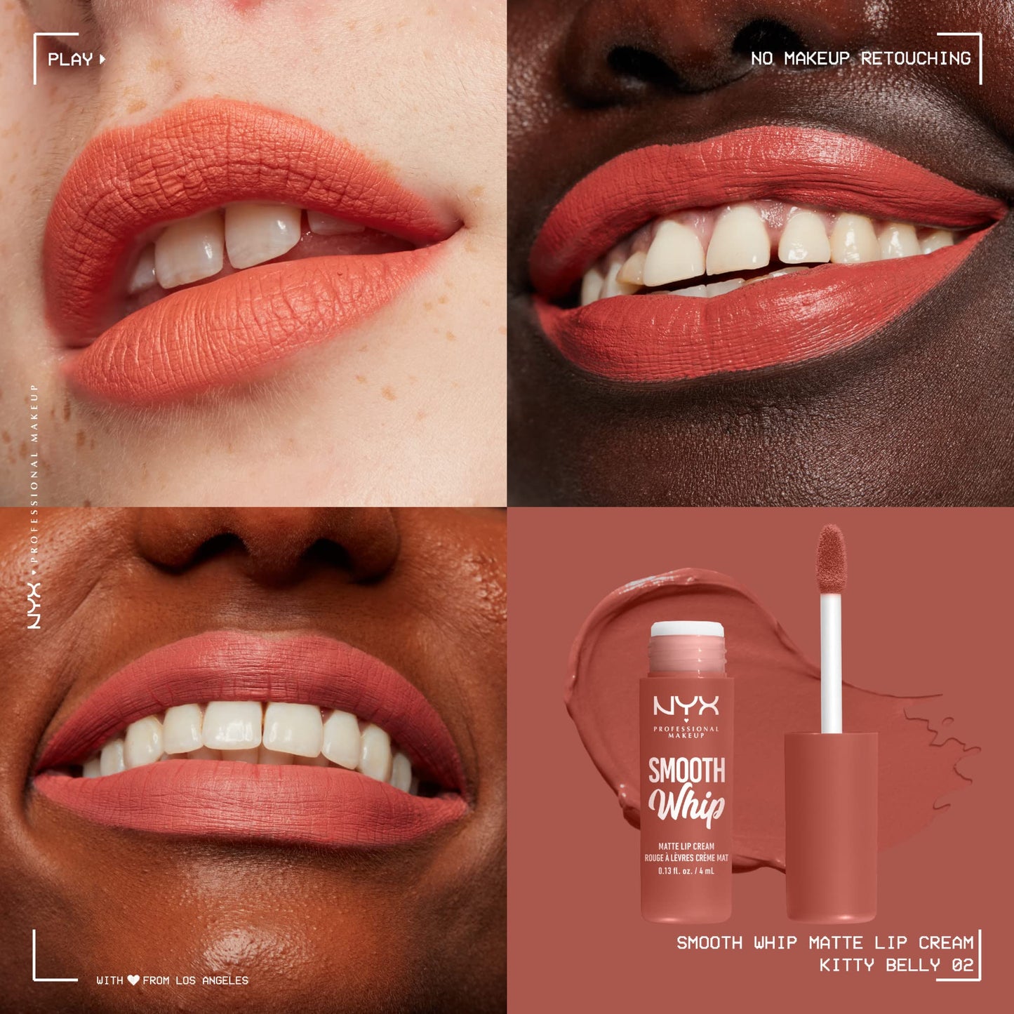 NYX PROFESSIONAL MAKEUP Smooth Whip Matte Lip Cream, Long Lasting, Moisturizing, Vegan Liquid Lipstick - Kitty Belly (Peach Nude)
