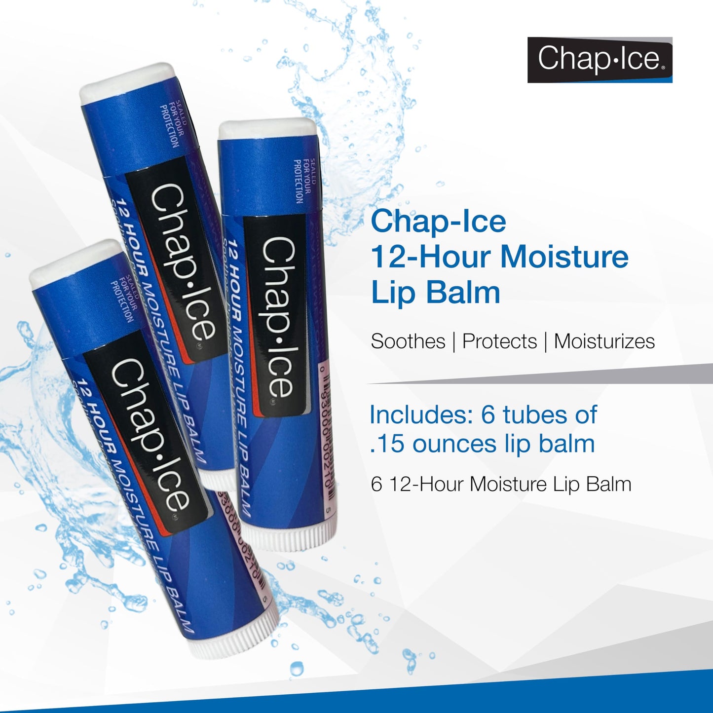Moisturizing Lip Balm SPF 15 - 6 Pack Lip Balm Sticks, Hydrating & Protective Formula