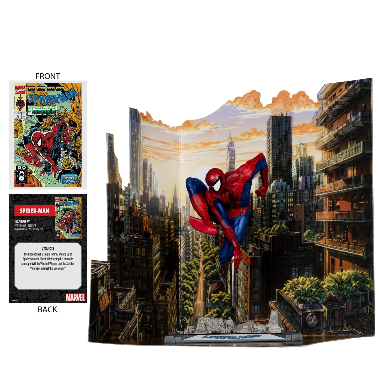 McFarlane Toys - Marvel Spider-Man 1:10th Scale Posed Figure with Scene (Spider-Man #6)