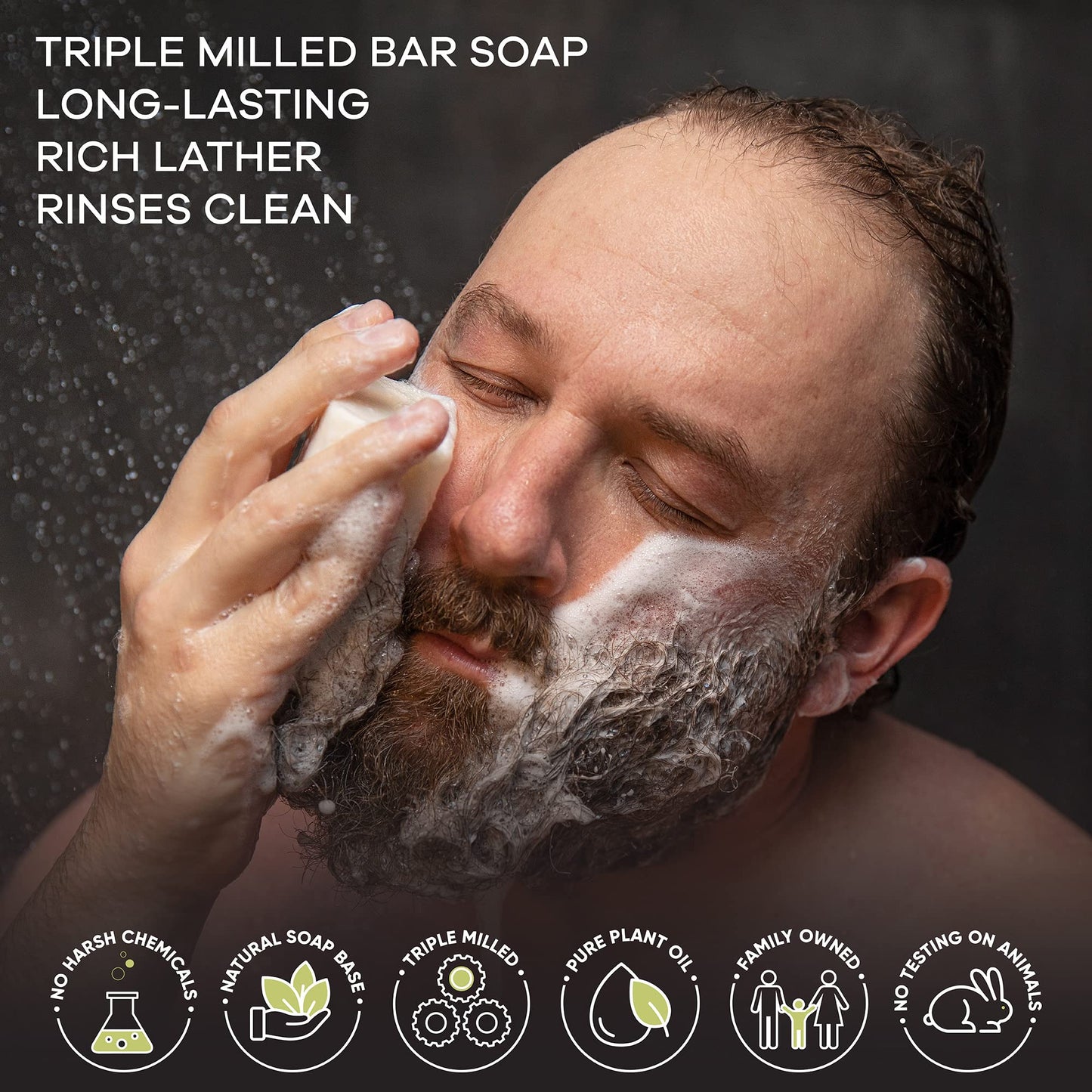 Australian Botanical Soap Men's Body & Beard Bar Duo Pack - Goats Milk & Sea Salt with Ocean Minerals, Triple Milled 6.6 oz Bars, 8 Pack - 4 Bars Beauty & Personal Care Australian Botanical Soap