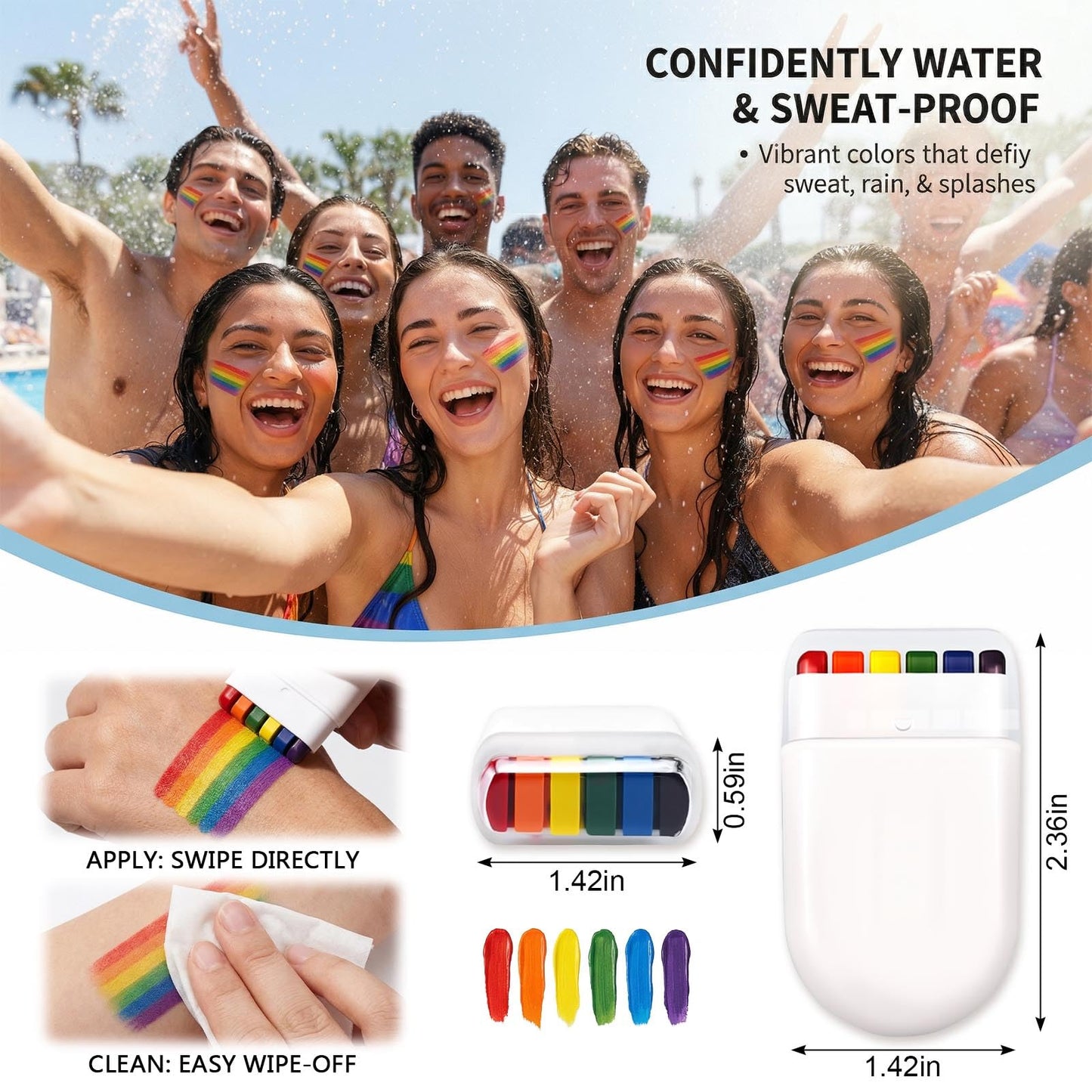 Pride Rainbow Face Paint Crayons Face Paint for Face and Body Paint Gay Pride Day Celebrations Party Any Parade Pride Day Celebrations Party