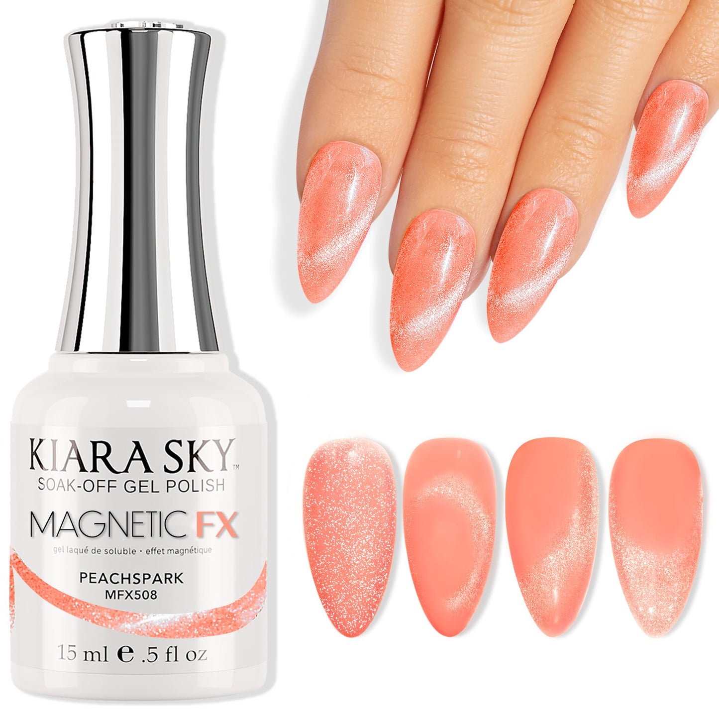 KIARA SKY Soak Off Gel Nail Polish MAGNETIC FX 0.5 fl oz, PEACHSPARK (MFX508) Beauty & Personal Care KIARA SKY