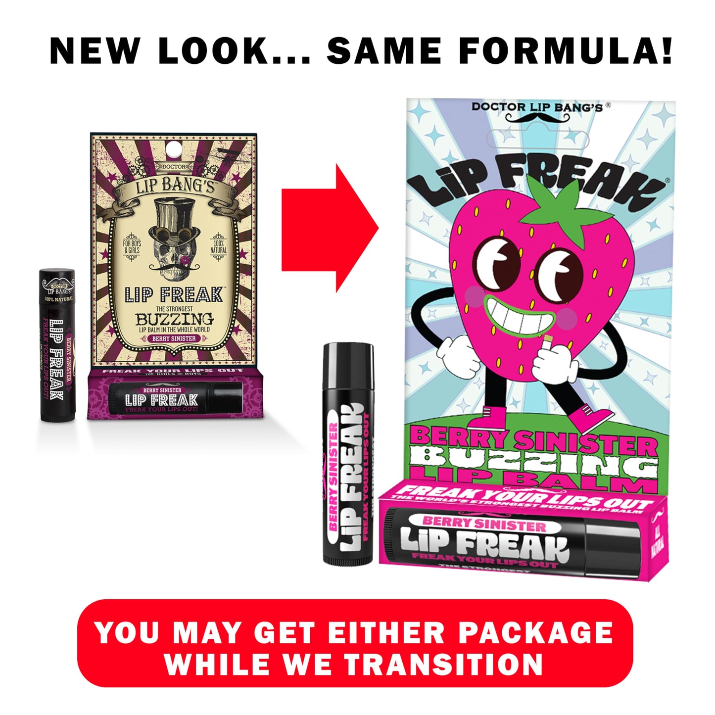 Doctor Lip Bang's BUZZING Lip Balm - Lip Freak - 100% All Natural - Cruelty Free - Berry Sinister Beauty and Personal Care Doctor Lip Bang's