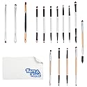 Kare & Kind 15 pcs Double Ended Eye Makeup Brushe Set - Highlight, Contour, Blend Makeup Cosmetics - Liquid Makeup, Powder, Foundation, Concealer