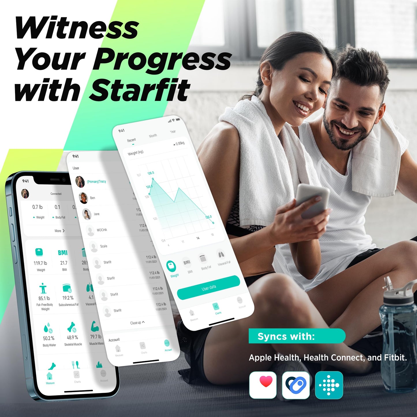 RunStar Smart Scale for Body Weight and Fat Percentage, High Accuracy Digital Bathroom Scale with Large Display for BMI Heart Rate 22 Body…