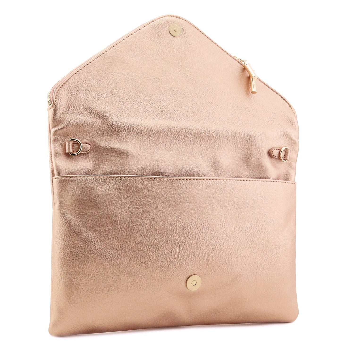 FashionPuzzle X-Large Envelope Clutch Bag with Chain Strap (Rose Gold)