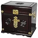 Red Lantern Rosewood Stain Oriental Jewelry Box with Five Drawers