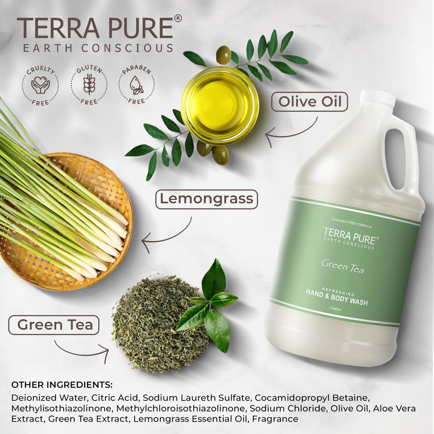 Terra Pure Hotel Hand & Body Wash Soap | Four Gallons | Designed to Refill Soap Dispensers (Set of 4)