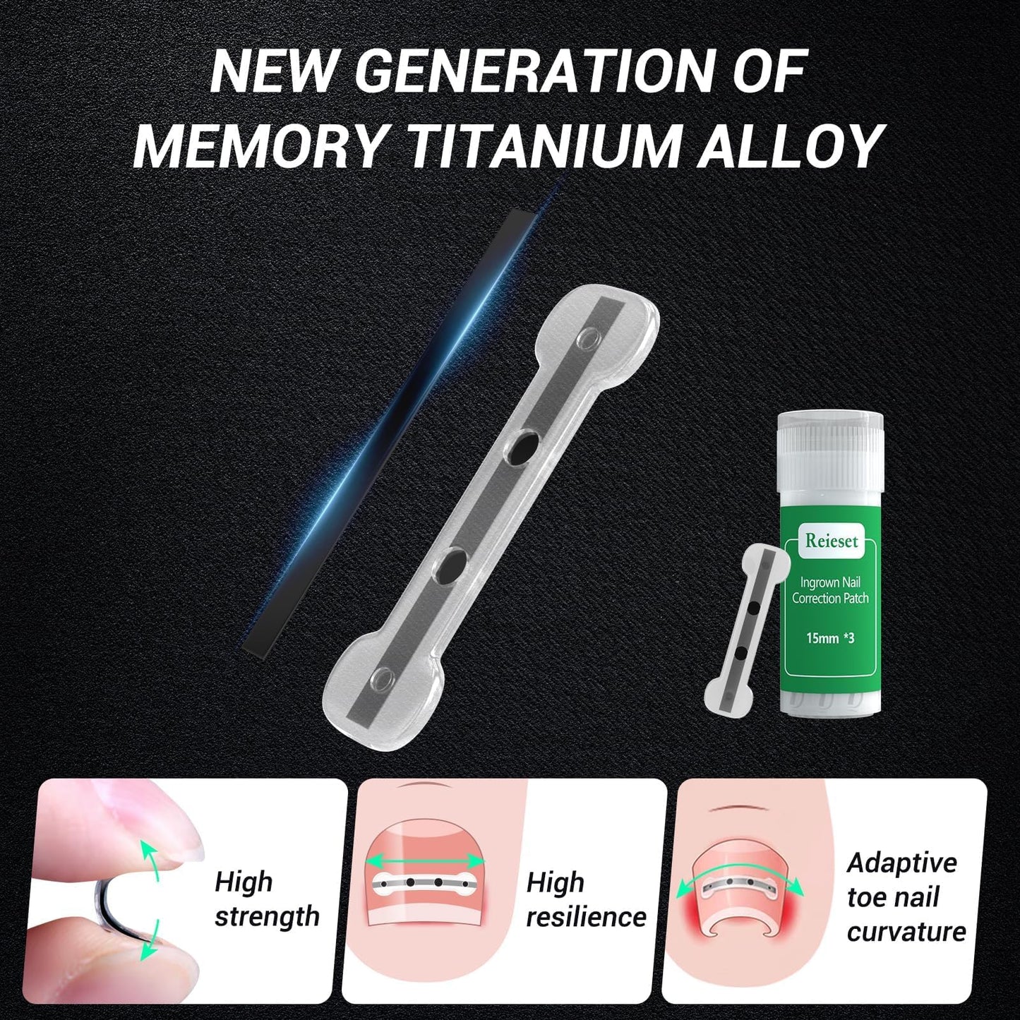 Reieset Titanium Alloy Ingrown Toenail Treatment, Nail Tools, and Ingrown Toenail Removal Kit Specially Designed for Curved Nail Repair and Ingrown Beauty and Personal Care Reieset