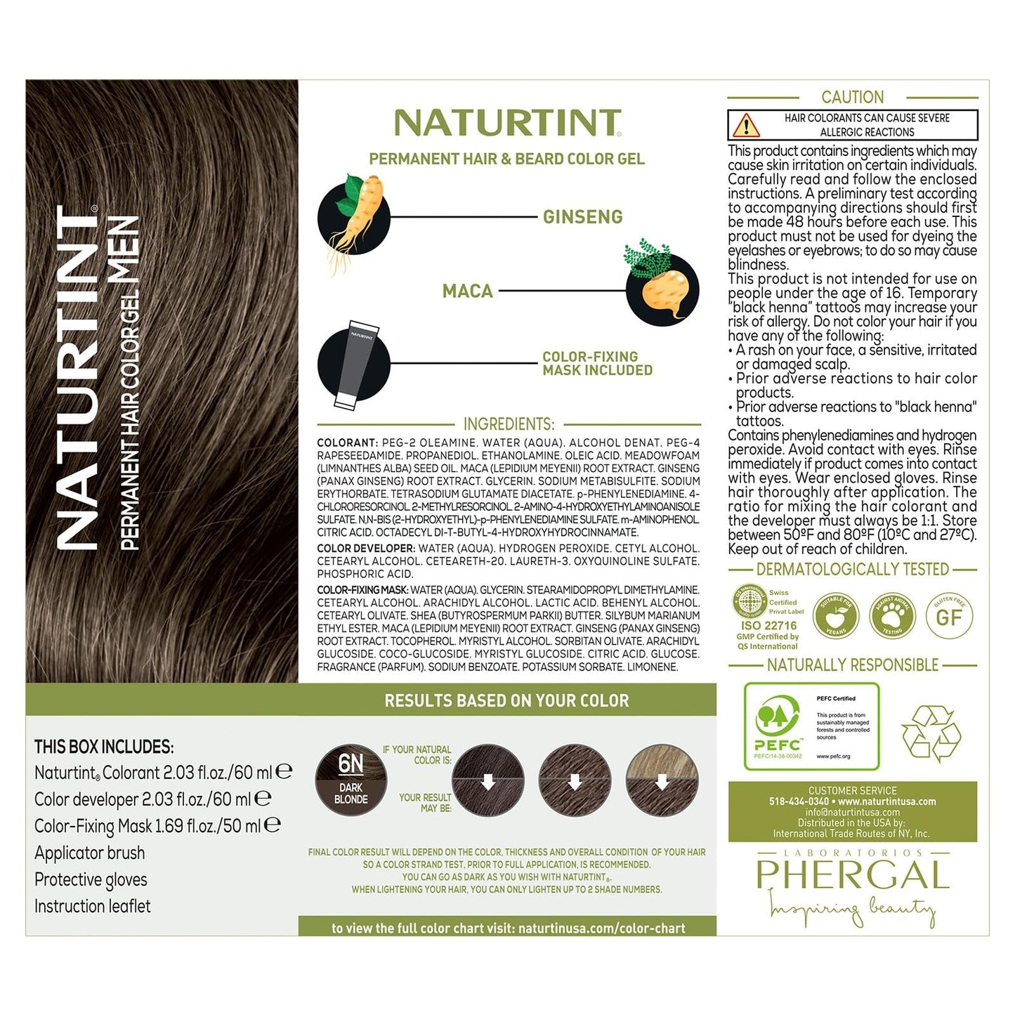 Naturtint Mens Permanent Hair Color for Hair Beard and Mustache (6N Dark Blonde)