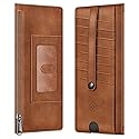 Fintie Slim Credit Card Wallet Holder Change Pouch, RFID Blocking Business Cards Cases with Zipper Pocket for Cash, Coin, Receipt, Brown