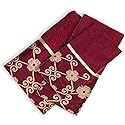 Popular Bath Bath Towels, Vlegant Rosa Collection, 21" x 12", Burgundy/Gold
