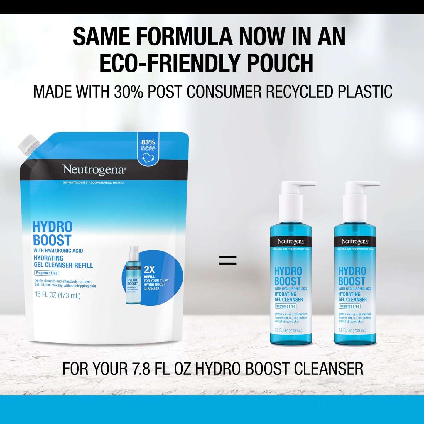 Neutrogena Hydro Boost Fragrance Free Hydrating Gel Facial Cleanser with Hyaluronic Acid, Daily Foaming Face Wash & Makeup Remover, Gentle Face Wash
