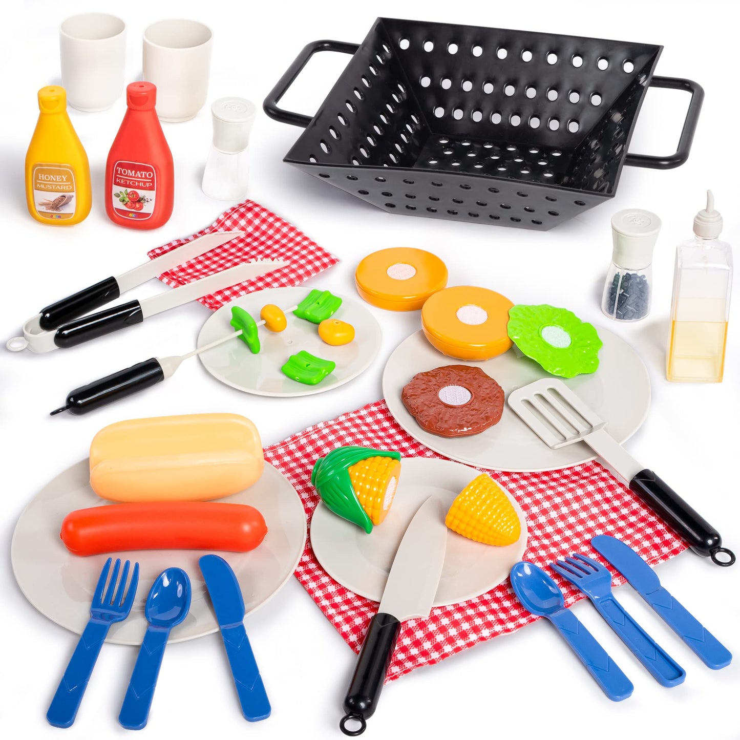 JOYIN 34PCS Kids BBQ Kitchen Toy Set – Interactive Grill Playset with Lights & Sounds – Cooking Toy Gift for Boys & Girls