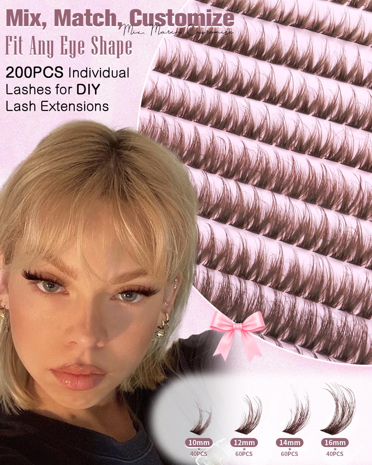 Wtvane Brown Lash Clusters Fluffy Eyelash Clusters 10-16mm Natural Cluster Eyelash Extensions Wispy Lashes Clusters Dark Brown Fairy Individual Lashes Beauty and Personal Care wtvane