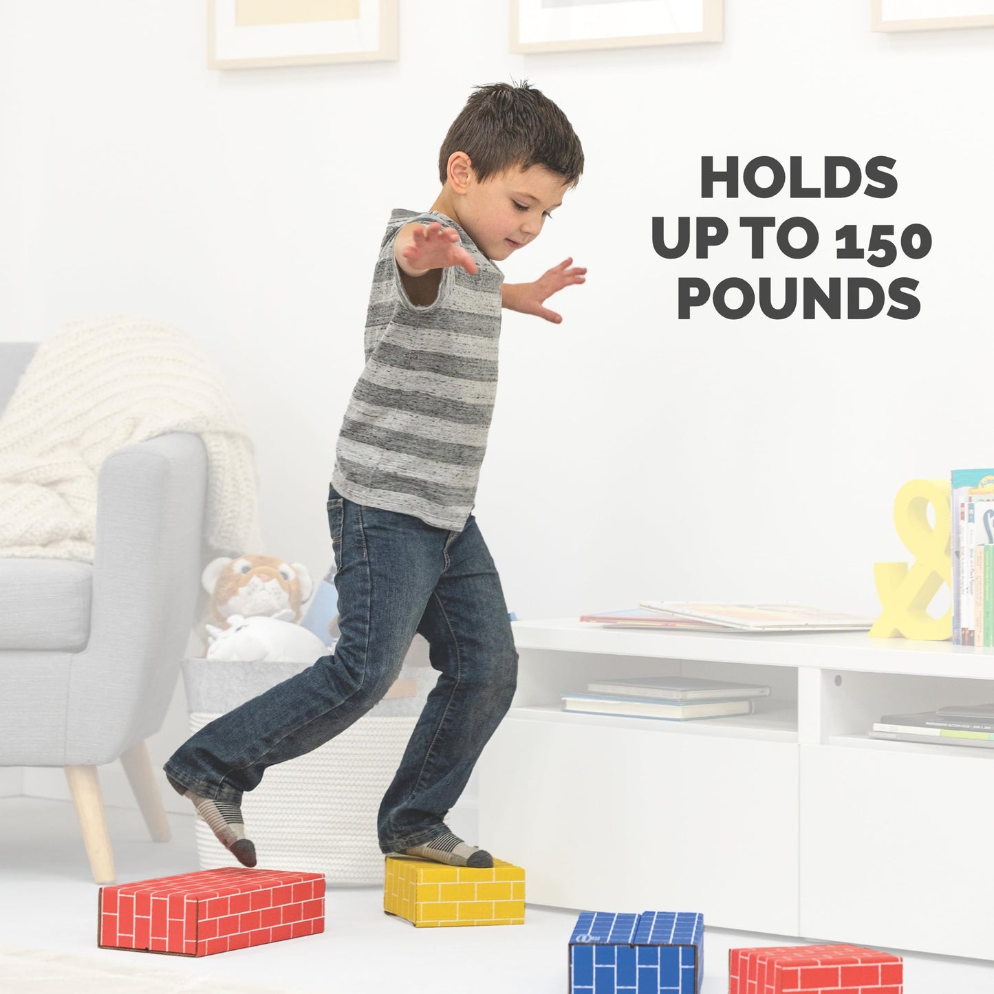 Bankers Box at Play Jumbo Cardboard Building Blocks 40-Pack – Heavy Duty Large & Medium Toy Blocks for Kids